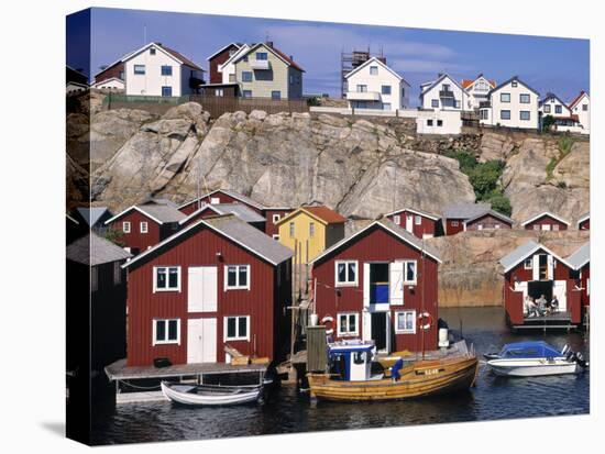 Fishing Cottages, Smogen, Sweden-Walter Bibikow-Stretched Canvas