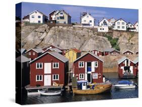 Fishing Cottages, Smogen, Sweden-Walter Bibikow-Stretched Canvas