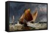 Fishing Craft Off the Eddystone Lighthouse-Richard Beavis-Framed Stretched Canvas