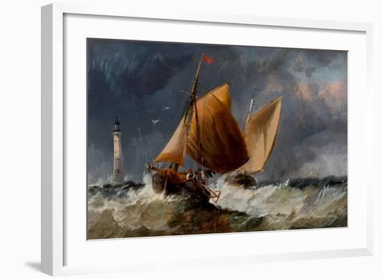 Fishing Craft Off the Eddystone Lighthouse-Richard Beavis-Framed Giclee Print