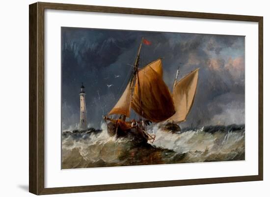 Fishing Craft Off the Eddystone Lighthouse-Richard Beavis-Framed Giclee Print