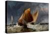 Fishing Craft Off the Eddystone Lighthouse-Richard Beavis-Stretched Canvas