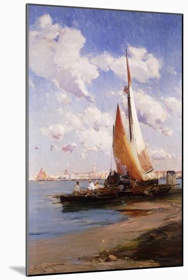 Fishing Craft with the Rivere Degli Schiavoni, Venice, Beyond-E. Aubrey Hunt-Mounted Giclee Print