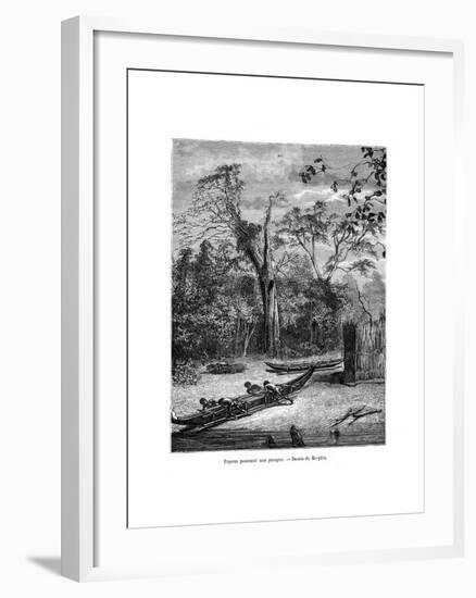 Fishing Dugout, Papua, 19th Century-Mesples-Framed Giclee Print
