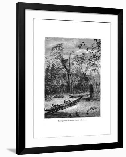 Fishing Dugout, Papua, 19th Century-Mesples-Framed Giclee Print