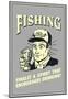 Fishing Finally Sport That Encourages Drinking  Funny Retro Poster-null-Mounted Poster
