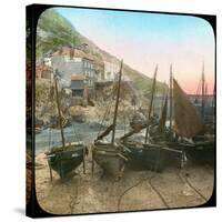 Fishing Fleet at Low Tide, Polperro, Cornwall, Late 19th or Early 20th Century-null-Stretched Canvas