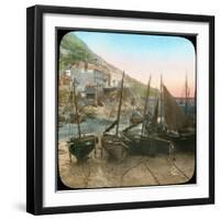 Fishing Fleet at Low Tide, Polperro, Cornwall, Late 19th or Early 20th Century-null-Framed Giclee Print