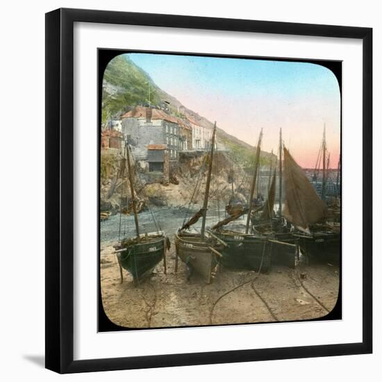 Fishing Fleet at Low Tide, Polperro, Cornwall, Late 19th or Early 20th Century-null-Framed Giclee Print