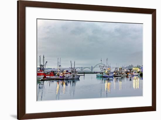 Fishing fleet on foggy morning, Newport, Oregon-Adam Jones-Framed Photographic Print