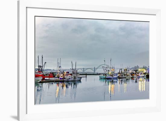 Fishing fleet on foggy morning, Newport, Oregon-Adam Jones-Framed Photographic Print