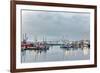 Fishing fleet on foggy morning, Newport, Oregon-Adam Jones-Framed Photographic Print