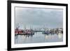 Fishing fleet on foggy morning, Newport, Oregon-Adam Jones-Framed Photographic Print