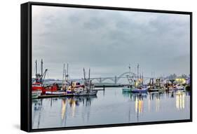 Fishing fleet on foggy morning, Newport, Oregon-Adam Jones-Framed Stretched Canvas