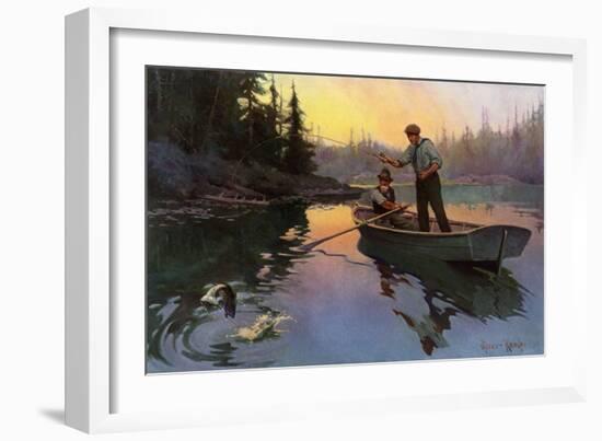Fishing for Bass From a Rowboat in the north Woods-null-Framed Giclee Print