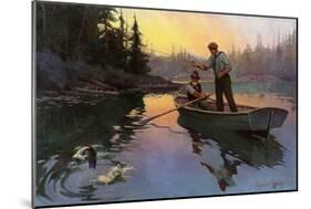 Fishing for Bass From a Rowboat in the north Woods-null-Mounted Giclee Print