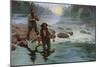 Fishing for Salmon with a native Guide-null-Mounted Premium Giclee Print