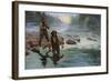 Fishing for Salmon with a native Guide-null-Framed Giclee Print