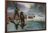 Fishing for Salmon with a native Guide-null-Framed Giclee Print