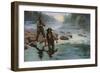 Fishing for Salmon with a native Guide-null-Framed Giclee Print