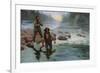 Fishing for Salmon with a native Guide-null-Framed Giclee Print