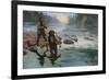 Fishing for Salmon with a native Guide-null-Framed Giclee Print