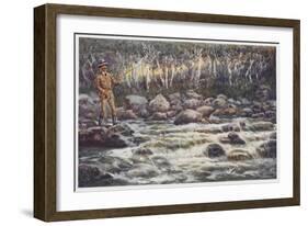 Fishing for Trout in the Snowy River Australia-Percy F.s. Spence-Framed Art Print