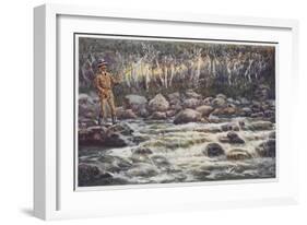 Fishing for Trout in the Snowy River Australia-Percy F.s. Spence-Framed Art Print