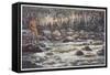 Fishing for Trout in the Snowy River Australia-Percy F.s. Spence-Framed Stretched Canvas