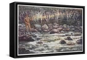 Fishing for Trout in the Snowy River Australia-Percy F.s. Spence-Framed Stretched Canvas