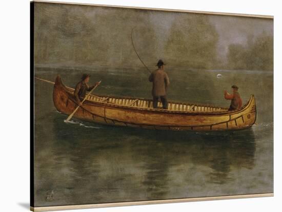 Fishing from a Canoe-Albert Bierstadt-Stretched Canvas