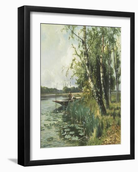 Fishing from a Punt-Arthur Walker Redgate-Framed Giclee Print