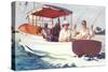 Fishing from Back of Boat-null-Stretched Canvas