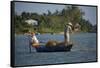 Fishing from boat on Thu Bon River, Hoi An, Vietnam-David Wall-Framed Stretched Canvas