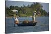 Fishing from boat on Thu Bon River, Hoi An, Vietnam-David Wall-Stretched Canvas