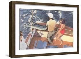 Fishing from Motorboat, Florida-null-Framed Art Print