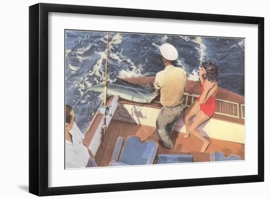 Fishing from Motorboat, Florida-null-Framed Art Print