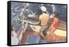 Fishing from Motorboat, Florida-null-Framed Stretched Canvas