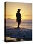 Fishing from the Beach at Sunrise, Australia-D H Webster-Stretched Canvas