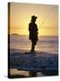 Fishing from the Beach at Sunrise, Australia-D H Webster-Stretched Canvas