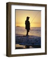 Fishing from the Beach at Sunrise, Australia-D H Webster-Framed Photographic Print