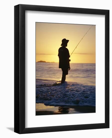 Fishing from the Beach at Sunrise, Australia-D H Webster-Framed Photographic Print