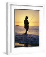 Fishing from the Beach at Sunrise, Australia-D H Webster-Framed Photographic Print