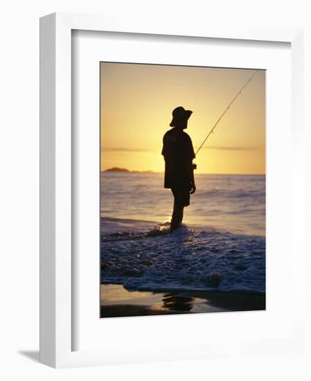 Fishing from the Beach at Sunrise, Australia-D H Webster-Framed Photographic Print