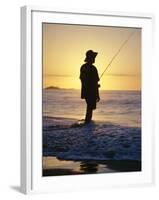 Fishing from the Beach at Sunrise, Australia-D H Webster-Framed Photographic Print