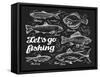 Fishing. Hand Drawn Sketch Fish, Herring, Trout, Flounder, Carp, Tuna, Sprat. Vector Illustration-AVA Bitter-Framed Stretched Canvas