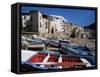 Fishing Harbour and Porta Pescara Beyond, Cefalu, Island of Sicily, Italy, Mediterranean-Julian Pottage-Framed Stretched Canvas