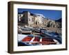 Fishing Harbour and Porta Pescara Beyond, Cefalu, Island of Sicily, Italy, Mediterranean-Julian Pottage-Framed Photographic Print