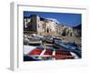 Fishing Harbour and Porta Pescara Beyond, Cefalu, Island of Sicily, Italy, Mediterranean-Julian Pottage-Framed Photographic Print