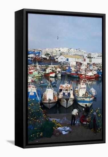 Fishing Harbour and the Medina (Old City), Tangier, Morocco, North Africa, Africa-Bruno Morandi-Framed Stretched Canvas